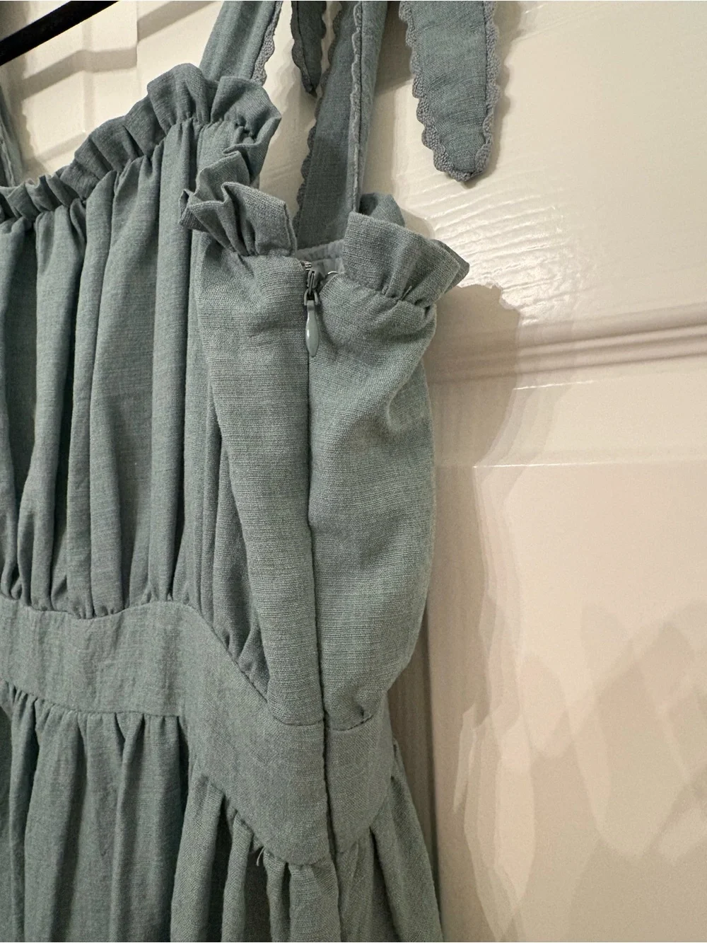 Lulu's Sage Green Maxi Midi Dress with Tie Straps
